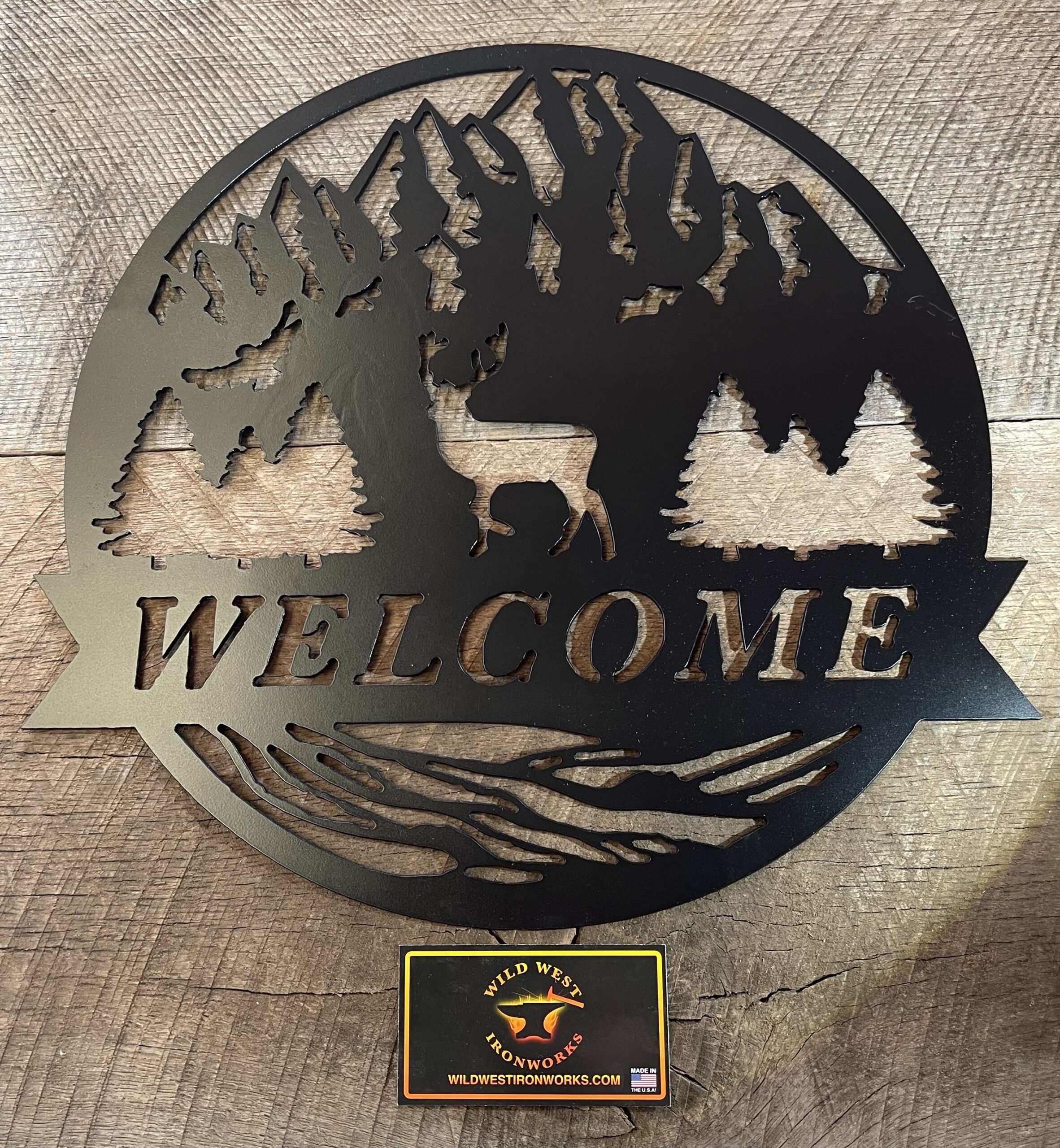 Welcome Deer Buck Wildlife Sign – large