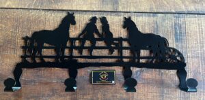 Cowboy Cowgirl with Horse Hat Rack