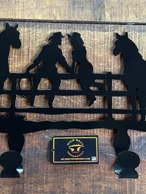 Cowboy Cowgirl with Horse Hat Rack